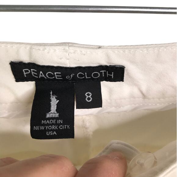 Peace Of Cloth Pants Womens Size 8 White Stretch Straight Cut Flat Front - Picture 2 of 7